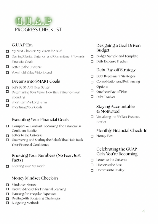 G.U.A.P Girls Financially Her Budget Workbook